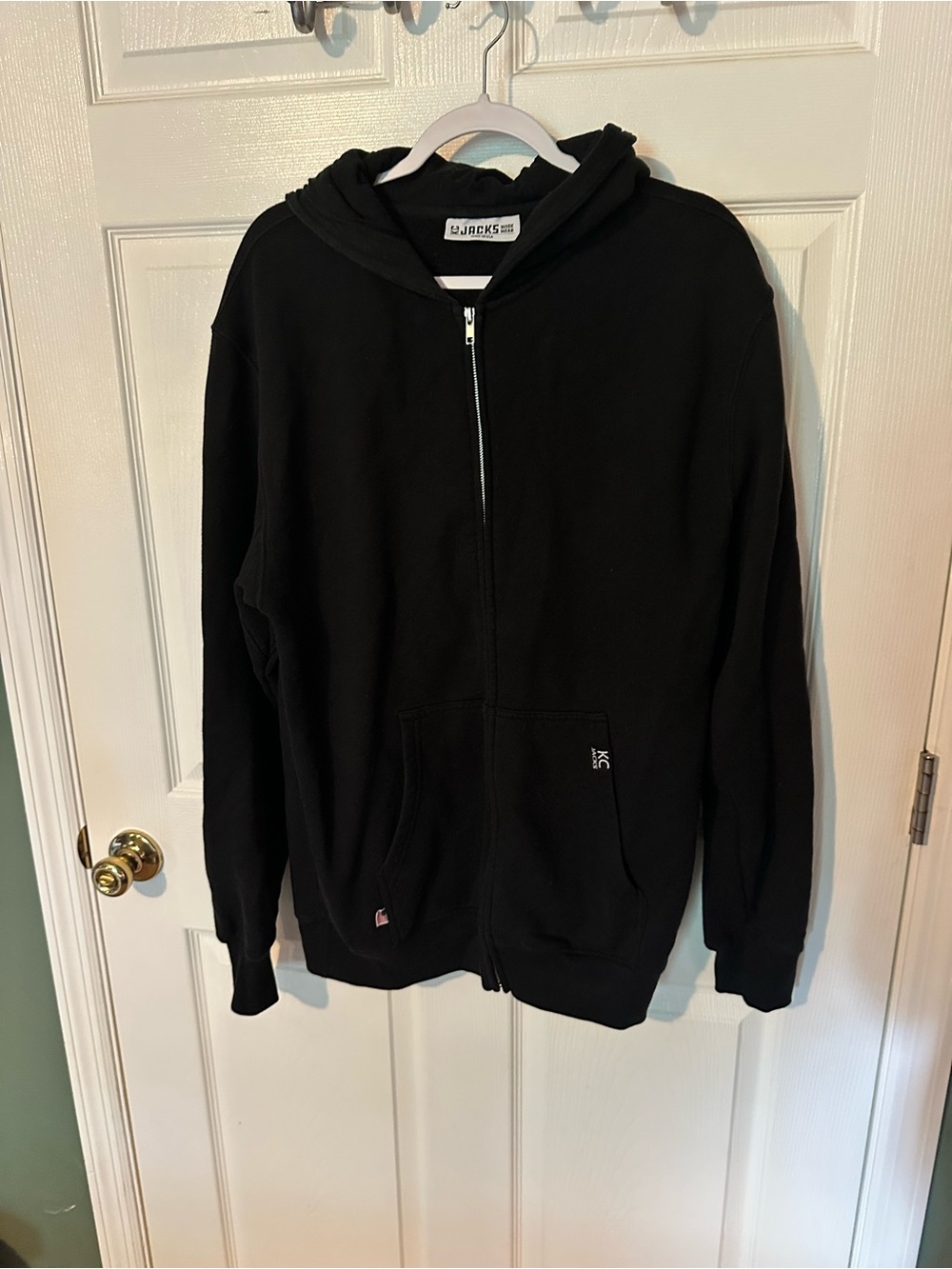 KC Jacks Black Full-Zip Hooded Sweater for Men